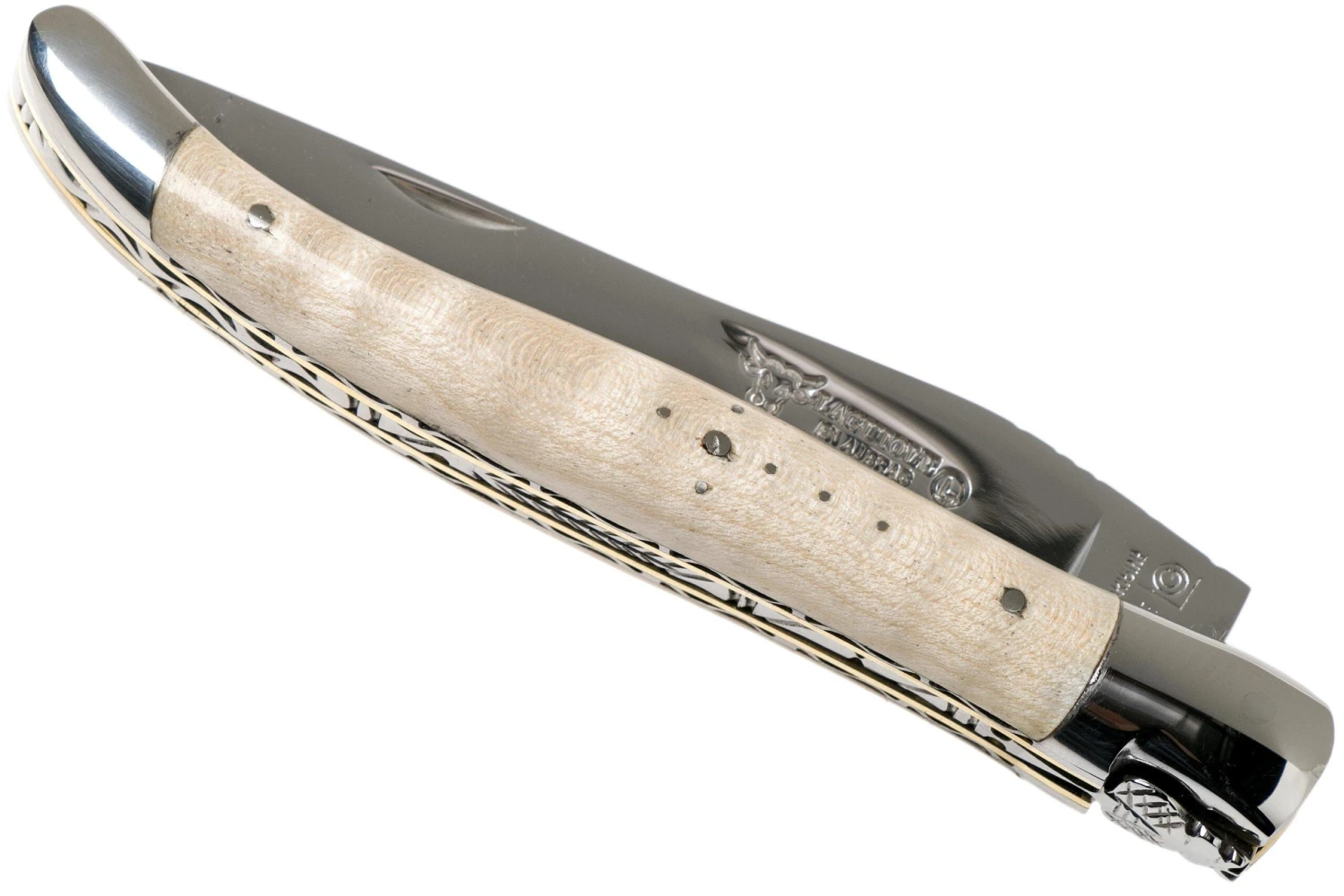 Laguiole En Aubrac 12cm Doubles Platines, érable Ondé Guilloché à La Main L0712EEN1/FSJ1 4 Laguiole En Aubrac 12cm Doubles Platines, érable Ondé Guilloché à La Main L0712EEN1/FSJ1 – Image 4