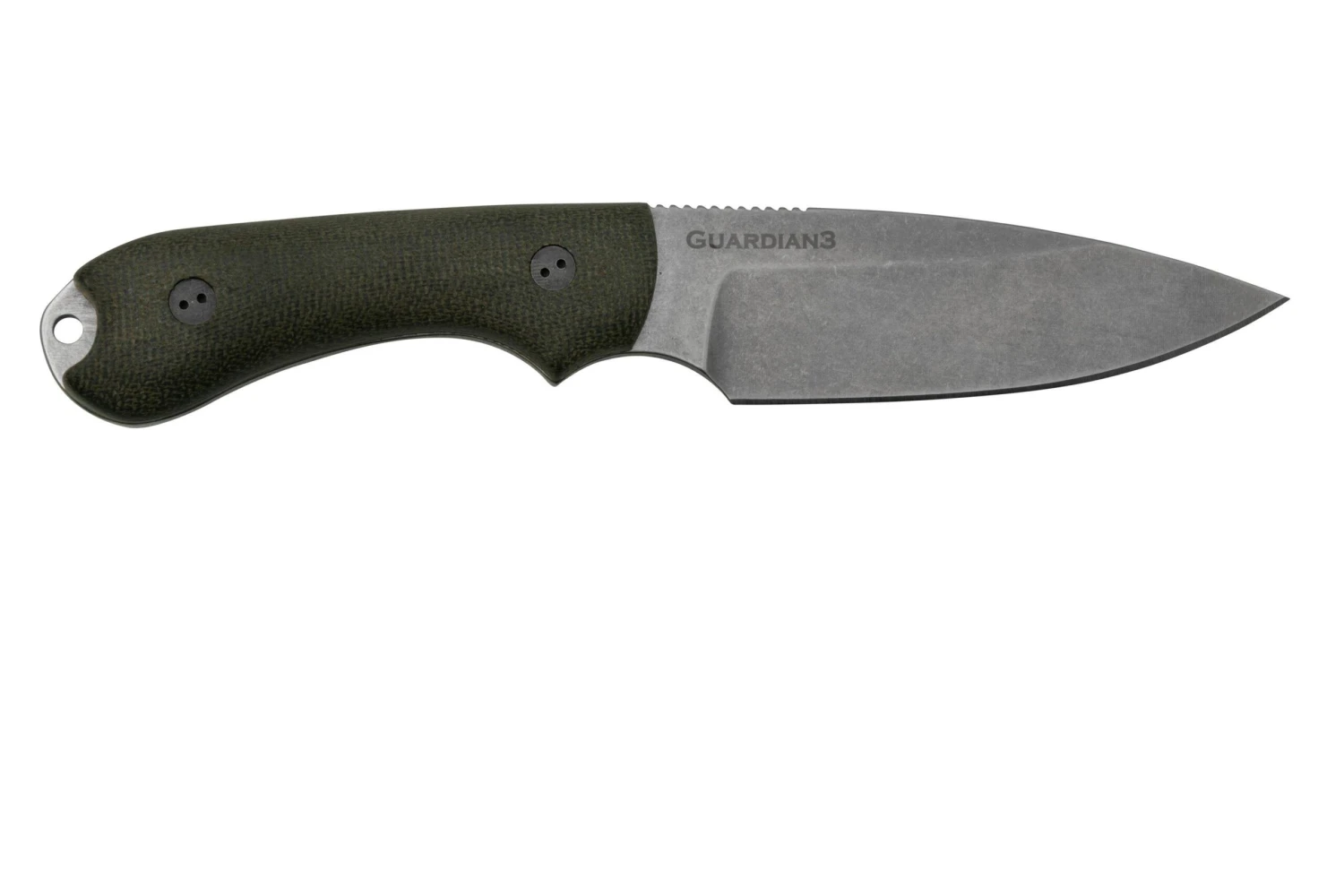 Bradford Knives Guardian 3, 3S-102-MC, 3D OD Green Micarta, CPM-Magnacut, Sabre Grind, Stonewash Finish, Couteau Fixe 2 Bradford Knives Guardian 3, 3S-102-MC, 3D OD Green Micarta, CPM-Magnacut, Sabre Grind, Stonewash Finish, Couteau Fixe – Image 2