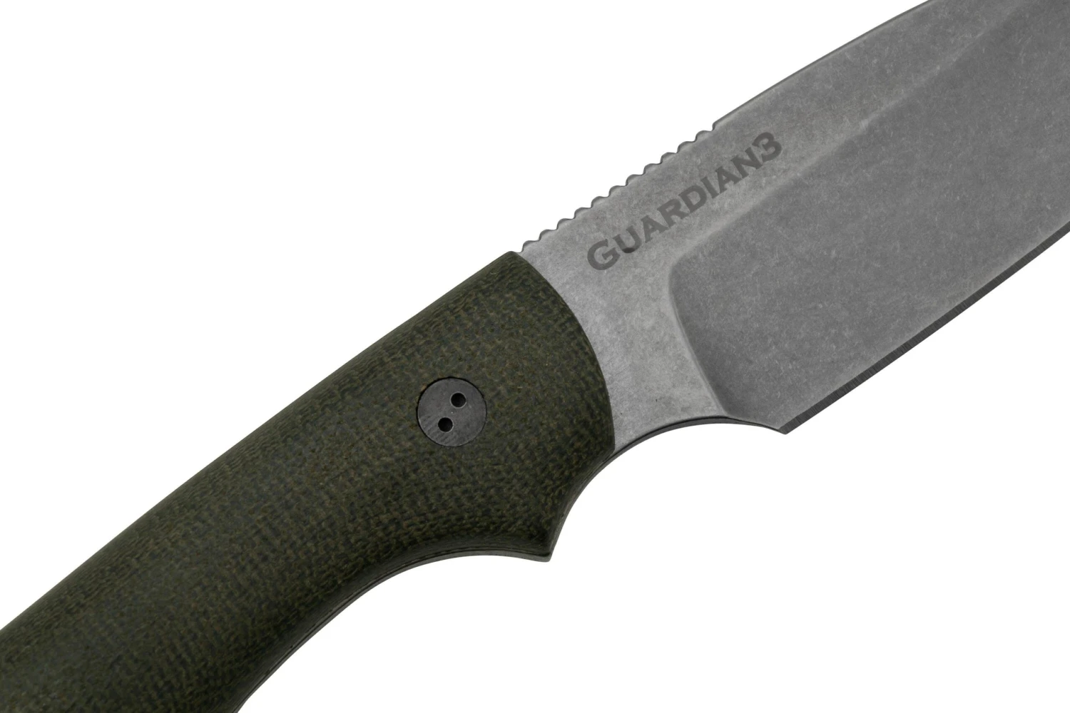 Bradford Knives Guardian 3, 3S-102-MC, 3D OD Green Micarta, CPM-Magnacut, Sabre Grind, Stonewash Finish, Couteau Fixe 5 Bradford Knives Guardian 3, 3S-102-MC, 3D OD Green Micarta, CPM-Magnacut, Sabre Grind, Stonewash Finish, Couteau Fixe – Image 5