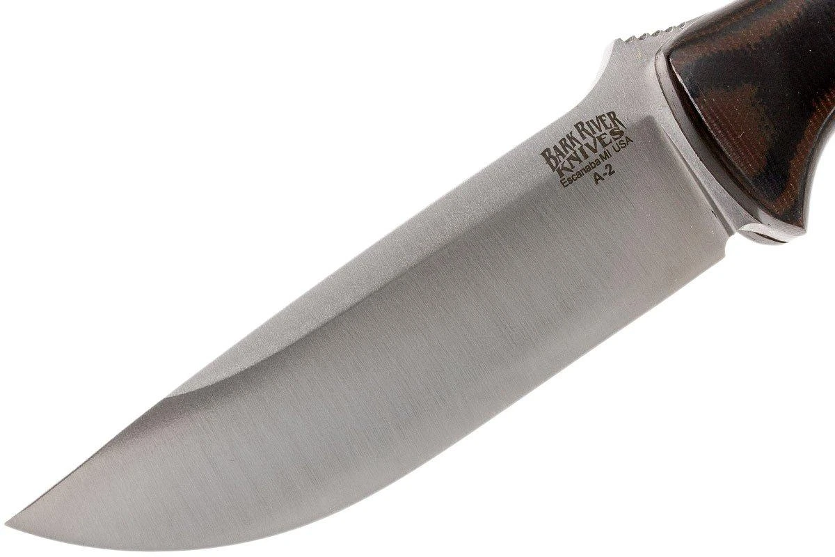 Bark River Bravo 1 A2, Black Green Camo Canvas Micarta, Brown Sheath 3 Bark River Bravo 1 A2, Black Green Camo Canvas Micarta, Brown Sheath – Image 3