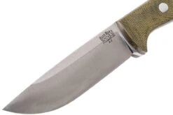 Bark River Bravo 1 A2 Rampless, Green Canvas Micarta, Brown Sheath -Optimal Couteaux Magasin BRK07 111GNC RS 03 bark river brk07 111gnc rs 03