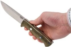 Bark River Bravo 1 A2 Rampless, Green Canvas Micarta, Brown Sheath -Optimal Couteaux Magasin BRK07 111GNC RS 06 bark river brk07 111gnc rs 06