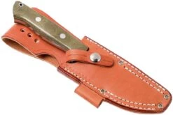 Bark River Bravo 1 A2 Rampless, Green Canvas Micarta, Brown Sheath -Optimal Couteaux Magasin BRK07 111GNC RS 07 bark river brk07 111gnc rs 07
