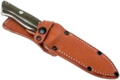 Bark River Bravo 1 A2 Rampless, Green Canvas Micarta, Brown Sheath -Optimal Couteaux Magasin BRK07 111GNC RS 07 bark river knives v202007
