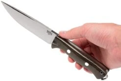 Bark River Bravo Vortex A2 Jimped, Green Canvas Micarta, Brown Sheath -Optimal Couteaux Magasin BRK07 117FMGRC JI 06 bark river brk07 117fmgrc ji 06