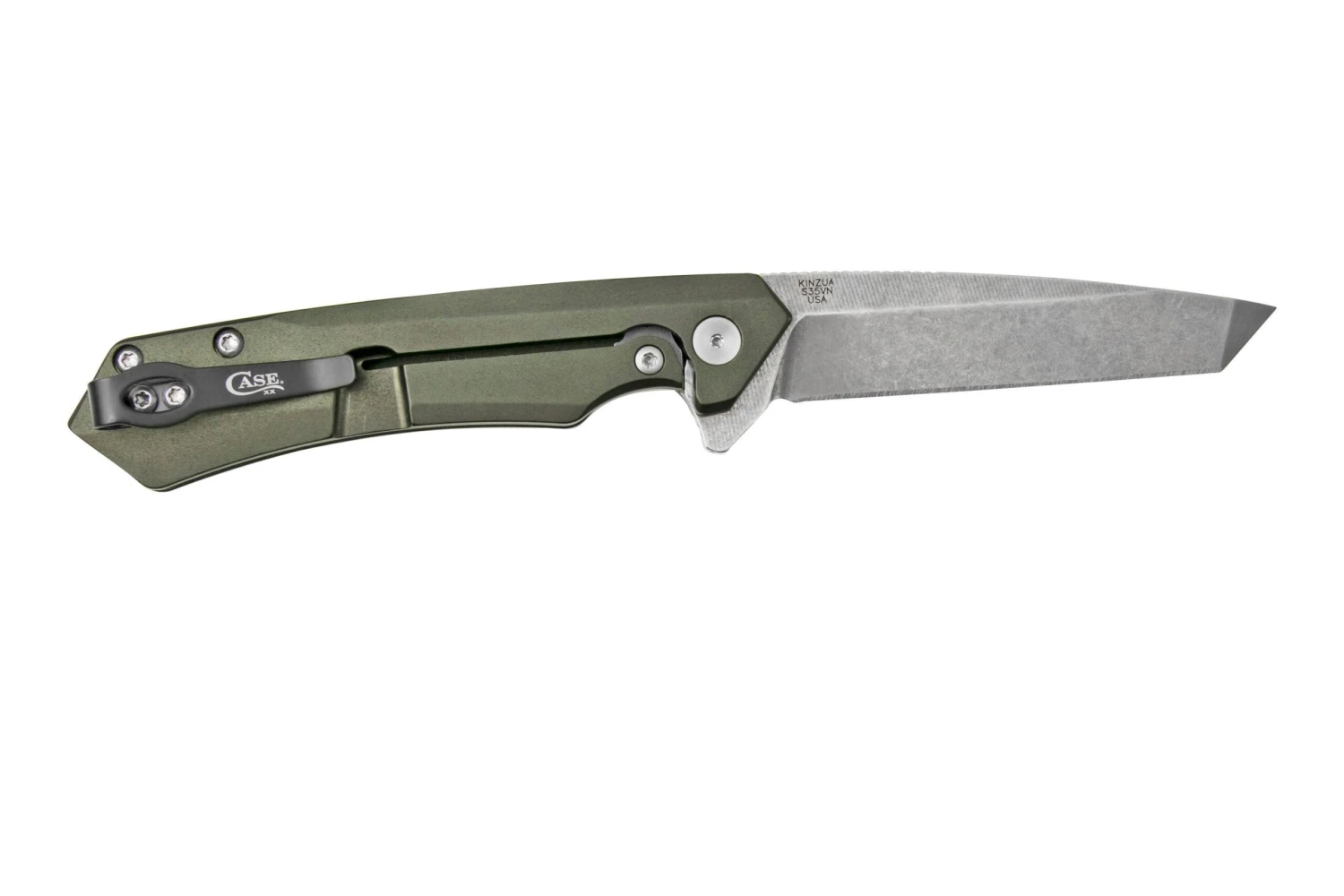 Case Kinzua Tanto, S35VN, OD Green Anodized Aluminum 64671, Couteau De Poche 2 Case Kinzua Tanto, S35VN, OD Green Anodized Aluminum 64671, Couteau De Poche – Image 2