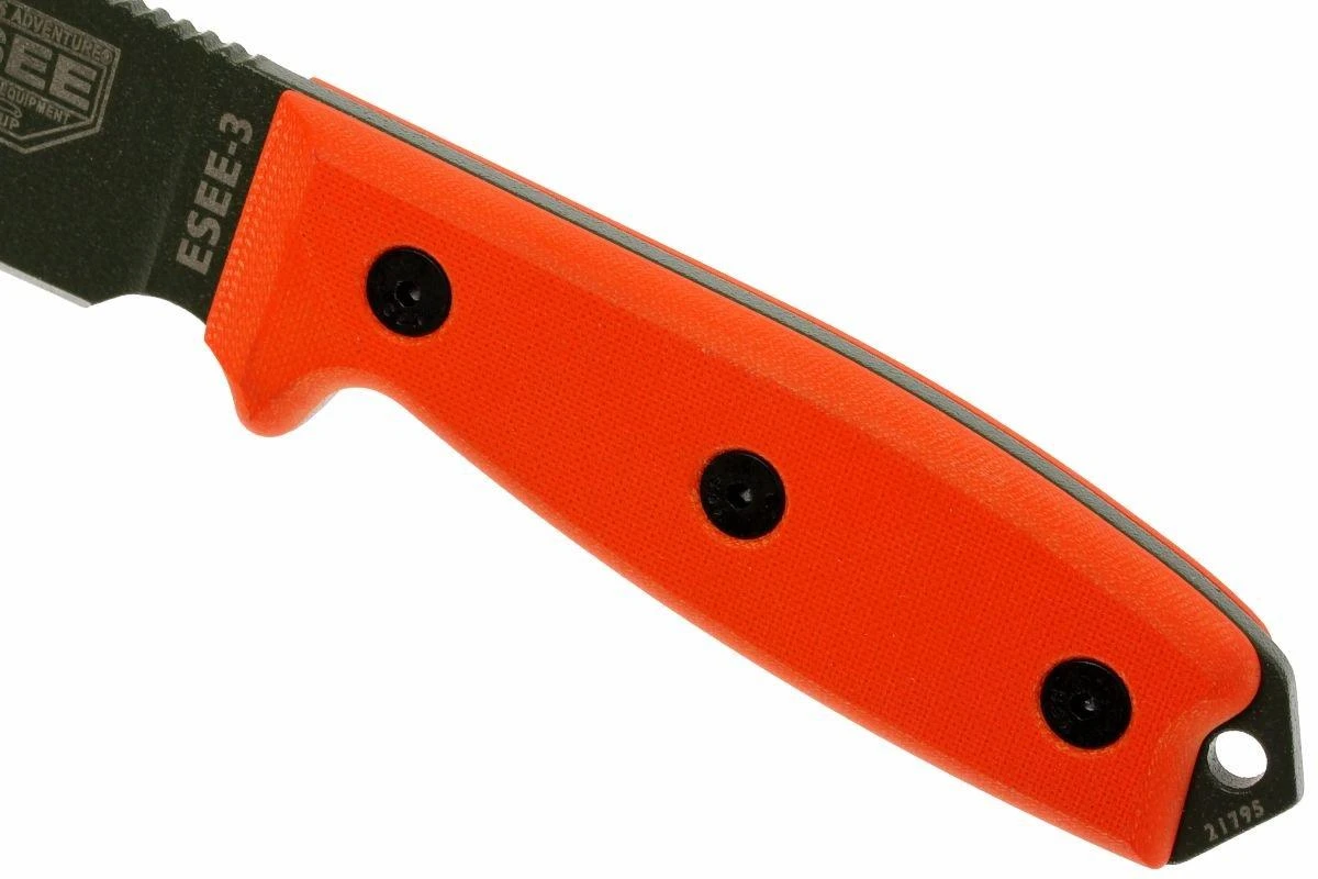 ESEE Model 3 OD Blade, Orange Handle 3P-KO-OD Couteau De Survie Sans étui 3 ESEE Model 3 OD Blade, Orange Handle 3P-KO-OD Couteau De Survie Sans étui – Image 3