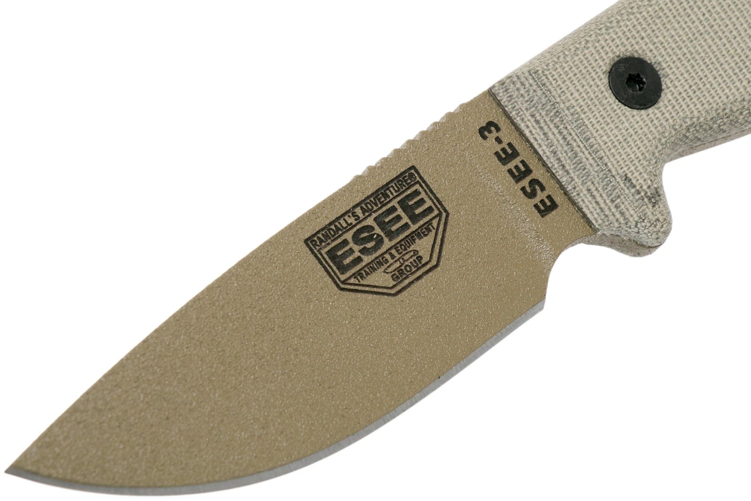 ESEE Model 3 Dark Earth Blade, Grey Handle 3P-MB-DE Avec étui + Clip Et MOLLE-back 3 ESEE Model 3 Dark Earth Blade, Grey Handle 3P-MB-DE Avec étui + Clip Et MOLLE-back – Image 3