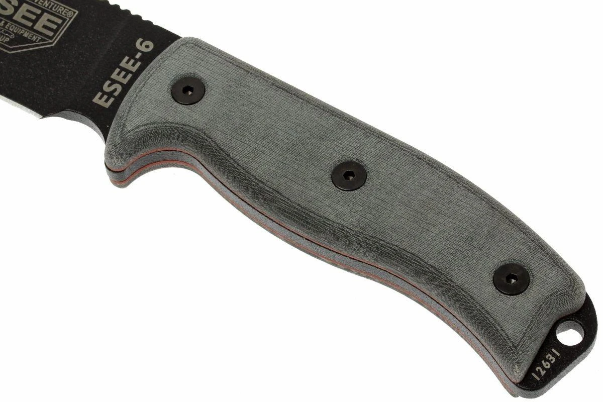 ESEE Model 6 Black Blade, Grey Handle 6P-KO Couteau De Survie Sans étui 3 ESEE Model 6 Black Blade, Grey Handle 6P-KO Couteau De Survie Sans étui – Image 3