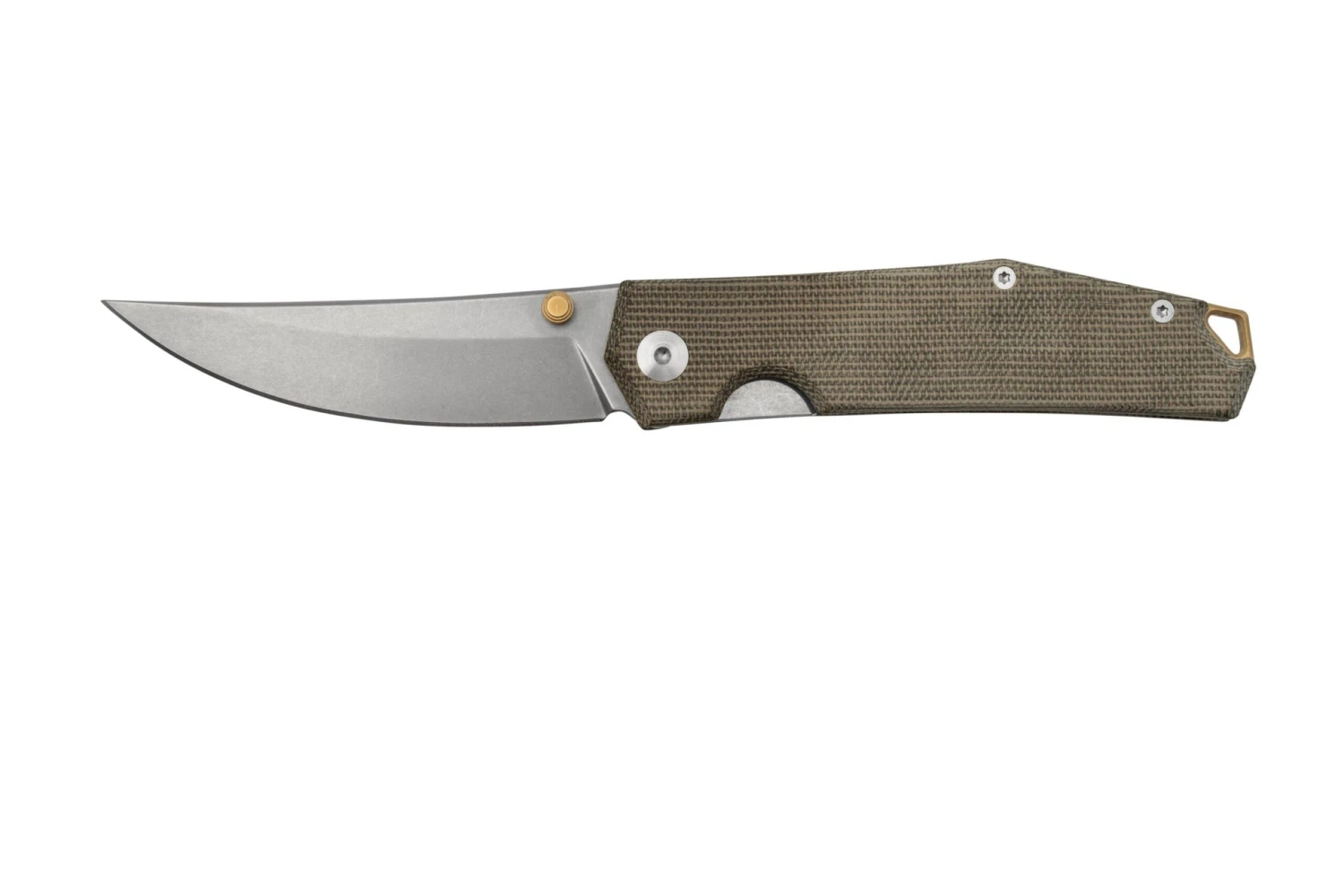 GiantMouse ACE Clyde Green Canvas Micarta, Brass, Couteau De Poche, Ansø En Voxnaes Design 1 GiantMouse ACE Clyde Green Canvas Micarta, Brass, Couteau De Poche, Ansø En Voxnaes Design