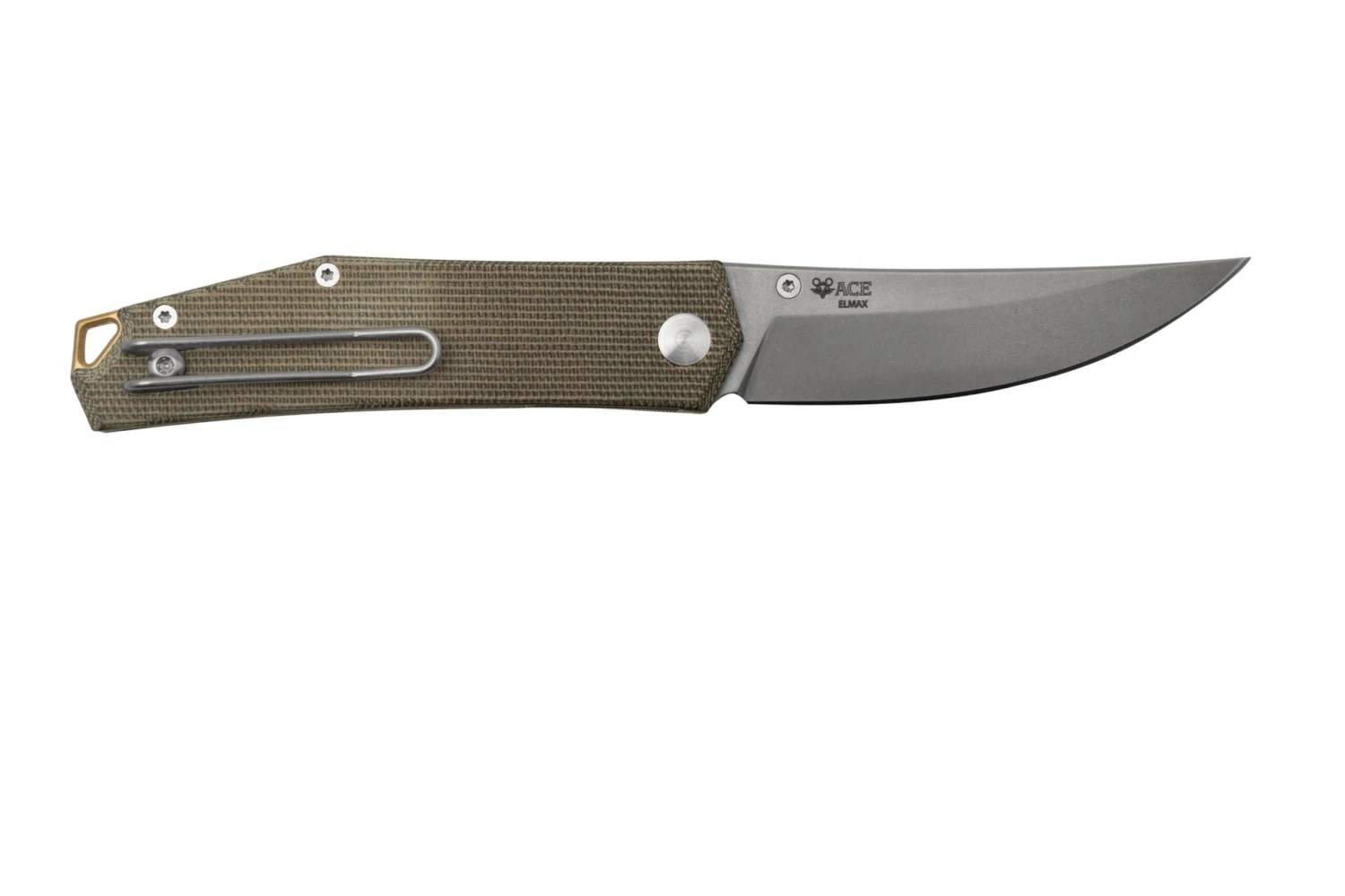 GiantMouse ACE Clyde Green Canvas Micarta, Brass, Couteau De Poche, Ansø En Voxnaes Design 2 GiantMouse ACE Clyde Green Canvas Micarta, Brass, Couteau De Poche, Ansø En Voxnaes Design – Image 2