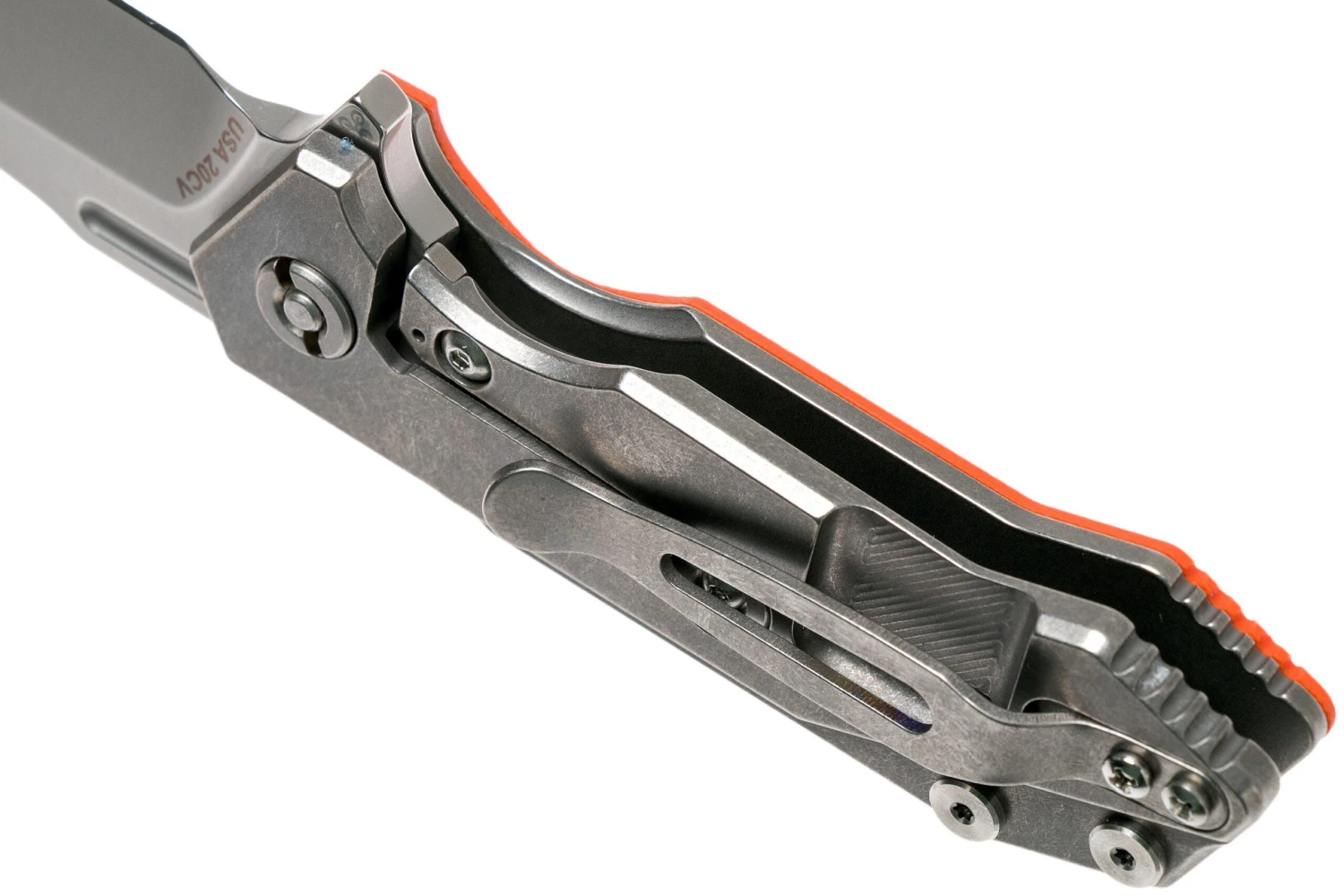 Rick Hinderer Half Track Gen 2, Spearpoint 20CV, Orange G10, Couteau De Poche 5 Rick Hinderer Half Track Gen 2, Spearpoint 20CV, Orange G10, Couteau De Poche – Image 5