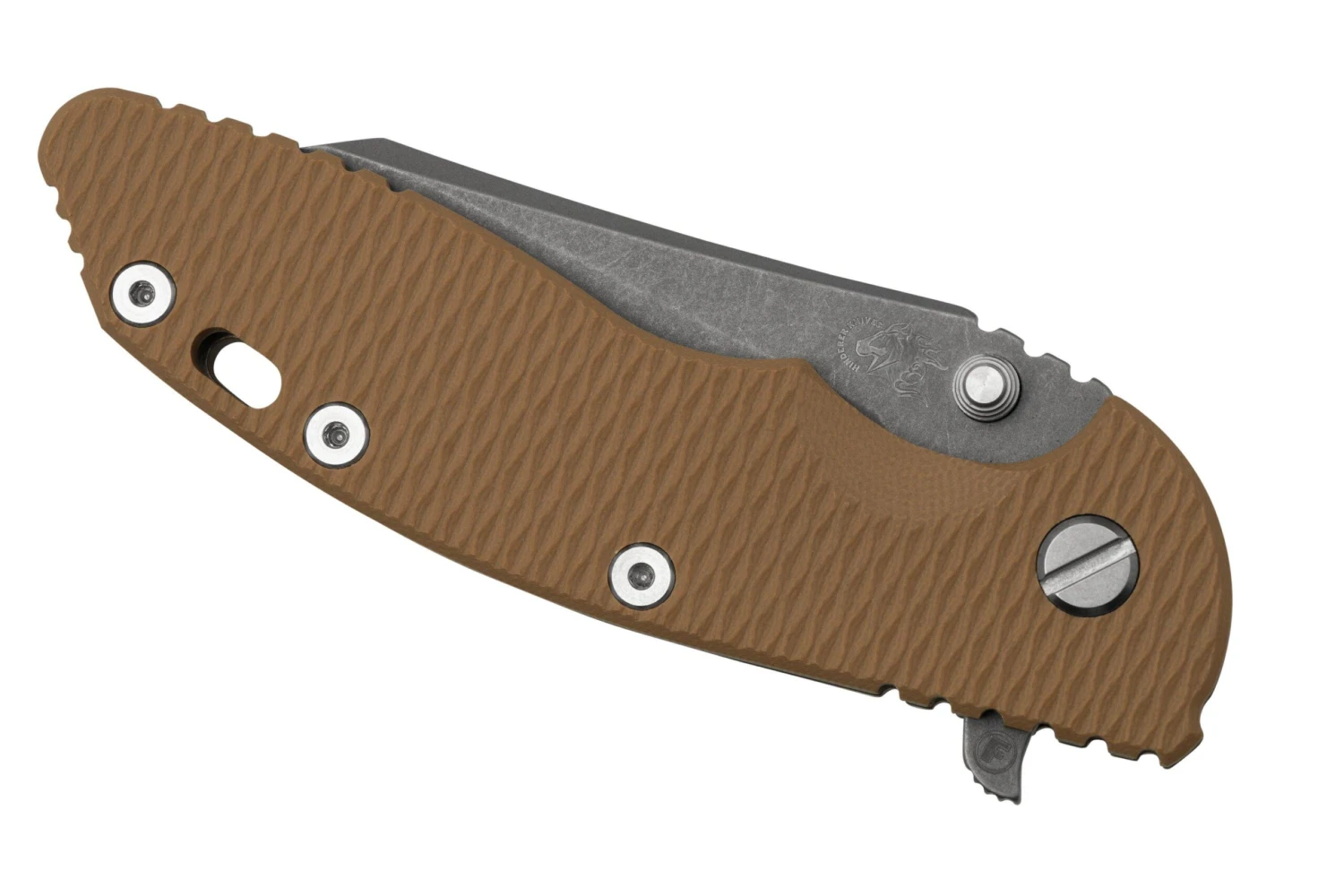 Rick Hinderer XM-18 3.5" Wharncliffe Fatty S45VN, Working Finish Coyote G10, Couteau De Poche 6 Rick Hinderer XM-18 3.5" Wharncliffe Fatty S45VN, Working Finish Coyote G10, Couteau De Poche – Image 6