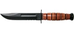 KA-BAR Short 1261 Couteau à Lame Fixe Partiellement Dentelé, étui En Cuir
