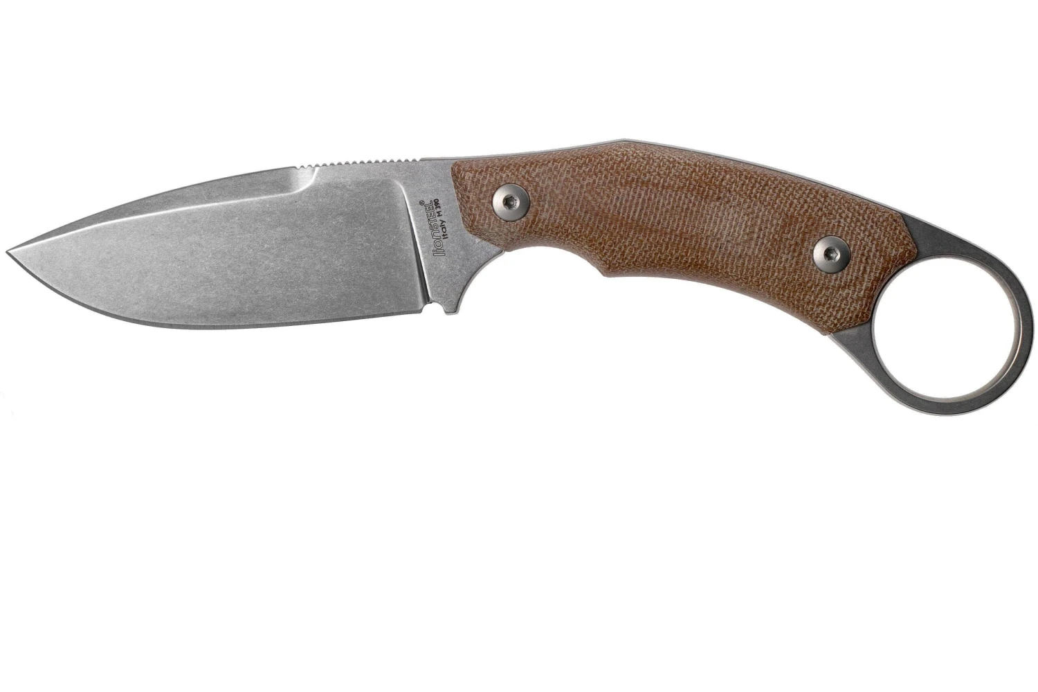 LionSteel H2 Drop Point CVN Natural Canvas Micarta Couteau Fixe, Tommaso Rumici Design 1 LionSteel H2 Drop Point CVN Natural Canvas Micarta Couteau Fixe, Tommaso Rumici Design