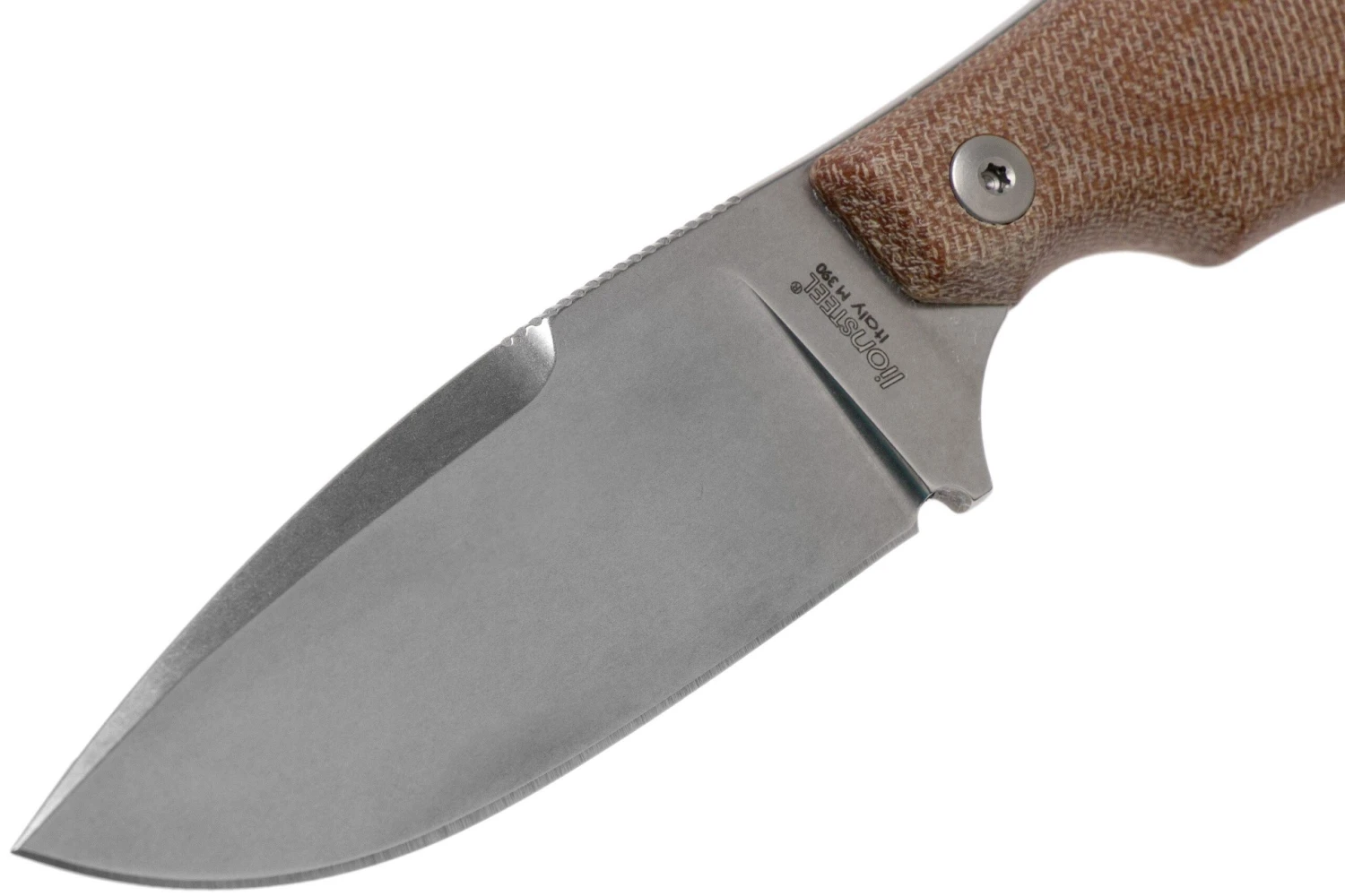 LionSteel H2 Drop Point CVN Natural Canvas Micarta Couteau Fixe, Tommaso Rumici Design 3 LionSteel H2 Drop Point CVN Natural Canvas Micarta Couteau Fixe, Tommaso Rumici Design – Image 3