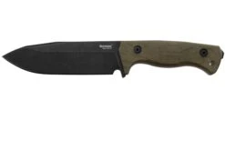 Lionsteel T6 Old Black, Green Canvas Micarta T6B-CVG Couteau Fixe