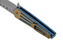 Medford Nosferatu Flipper S45VN Tumbled, Blue, Faced Bronze Flats Handles, Couteau De Poche -Optimal Couteaux Magasin MF 22 NO 02 04 medford