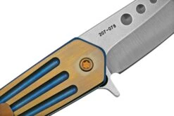 Medford Nosferatu Flipper S45VN Tumbled, Blue, Faced Bronze Flats Handles, Couteau De Poche -Optimal Couteaux Magasin MF 22 NO 02 05 medford