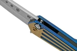 Medford Nosferatu Flipper S45VN Tumbled, Blue, Faced Bronze Flats Handles, Couteau De Poche -Optimal Couteaux Magasin MF 22 NO 02 06 medford