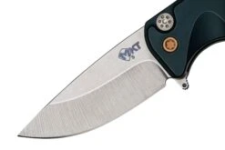 Medford Smooth Criminal S35VN, Satin Blade, Blue Handle, Bronze Hardware, Couteau De Poche -Optimal Couteaux Magasin MF 22 SC 05 03 medford