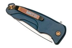 Medford Smooth Criminal S35VN, Satin Blade, Blue Handle, Bronze Hardware, Couteau De Poche -Optimal Couteaux Magasin MF 22 SC 05 04 medford