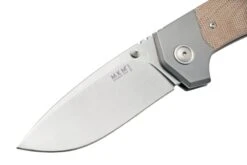 MKM Hero Stonewashed, Natural Canvas Micarta, Titanium Bolsters, Couteau De Poche -Optimal Couteaux Magasin MMK HR NCT 03 mkm