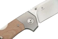 MKM Hero Stonewashed, Natural Canvas Micarta, Titanium Bolsters, Couteau De Poche -Optimal Couteaux Magasin MMK HR NCT 05 mkm