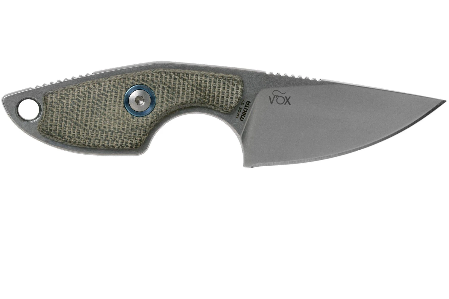 MKM Mikro 1 Drop, Stonewashed Green Canvas Micarta Couteau De Cou, Jesper Voxnaes Design 2 MKM Mikro 1 Drop, Stonewashed Green Canvas Micarta Couteau De Cou, Jesper Voxnaes Design – Image 2