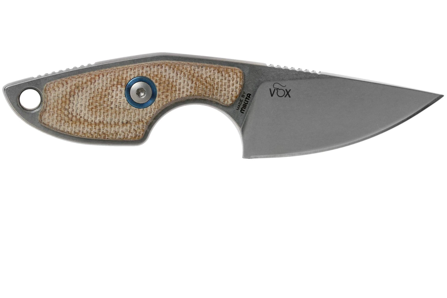 MKM Mikro 1 Drop, Stonewashed Natural Canvas Micarta Couteau De Cou, Jesper Voxnaes Design 2 MKM Mikro 1 Drop, Stonewashed Natural Canvas Micarta Couteau De Cou, Jesper Voxnaes Design – Image 2