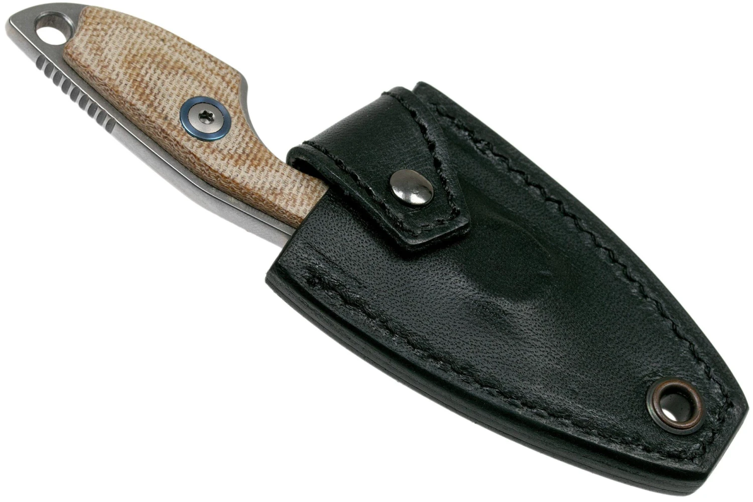 MKM Mikro 1 Drop, Stonewashed Natural Canvas Micarta Couteau De Cou, Jesper Voxnaes Design 6 MKM Mikro 1 Drop, Stonewashed Natural Canvas Micarta Couteau De Cou, Jesper Voxnaes Design – Image 6