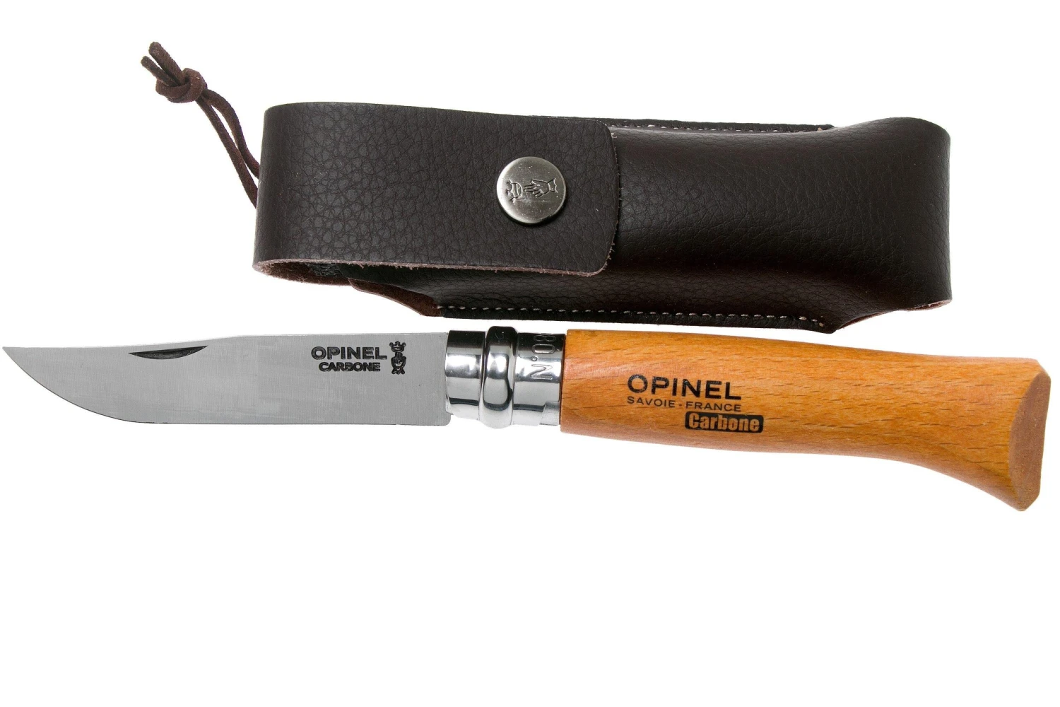 Opinel Couteau De Poche No.8 Gamme De Luxe Avec étui En Cuir, Acier Carbone 1 Opinel Couteau De Poche No.8 Gamme De Luxe Avec étui En Cuir, Acier Carbone