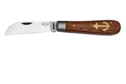 Otter Anchor Knife 174 Small Carbon, Sapeli, Brass Anchor, Couteau De Poche
