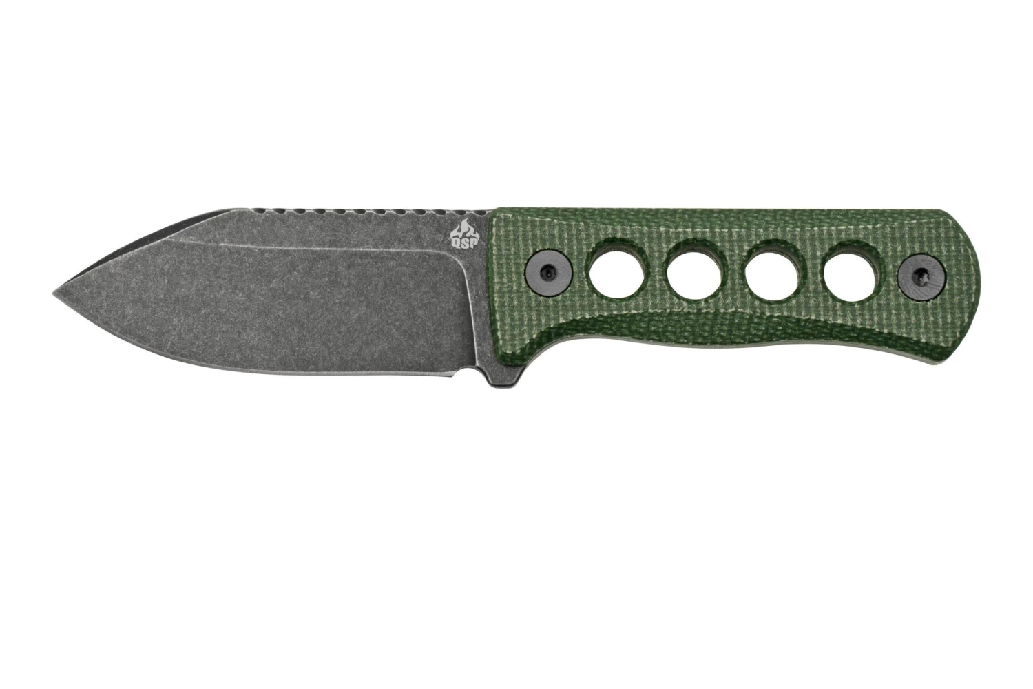 QSP Knife Canary QS141-C2 Blackwashed, Black Green G10, Couteau De Cou 1 QSP Knife Canary QS141-C2 Blackwashed, Black Green G10, Couteau De Cou